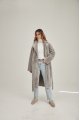 Long two-sided sheepskin coat made of natural gray sheepskin