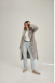 Long two-sided sheepskin coat made of natural gray sheepskin