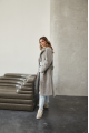 Long two-sided sheepskin coat made of natural gray sheepskin