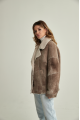 Women's sheepskin-jacket of brown color made of natural sheepskin in VINTAGE style