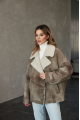 Women's sheepskin-jacket of brown color made of natural sheepskin in VINTAGE style