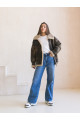 Stylish women's sheepskin coat made of natural sheepskin in VINTAGE style