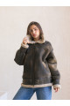 Stylish women's sheepskin coat made of natural sheepskin in VINTAGE style
