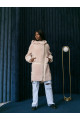 Women's sheepskin coat made of cream-colored natural sheepskin wool