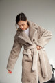 Women's coat of gray color made of ECO fur