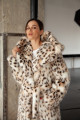 Women's long coat with ECO fur under lynx fur