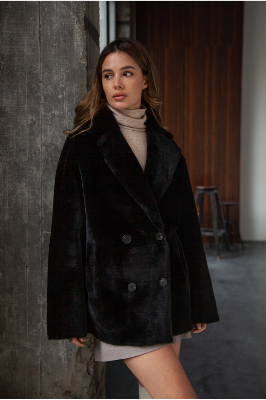 Women's double-sided sheepskin-jacket of black color