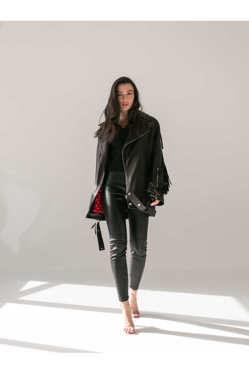 Stylish black leather jacket