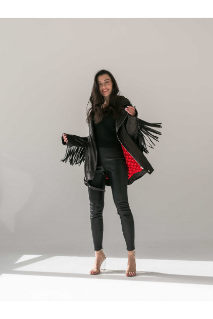 The jacket is black