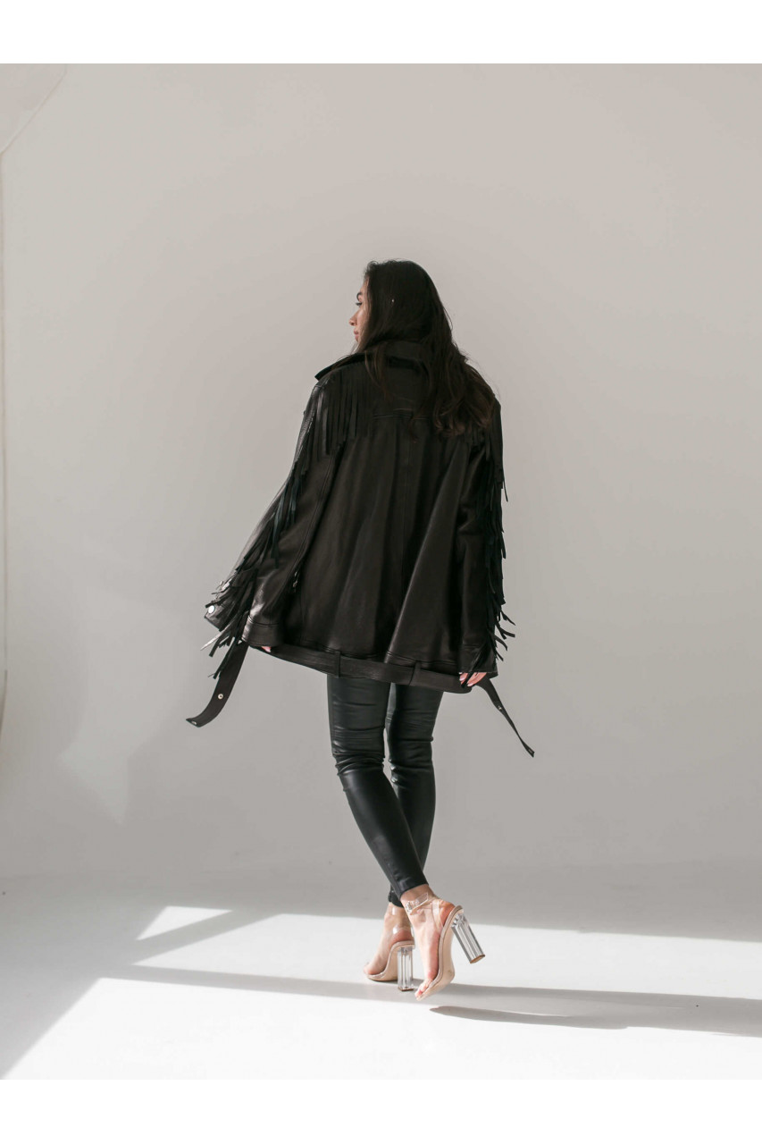 Stylish black leather jacket