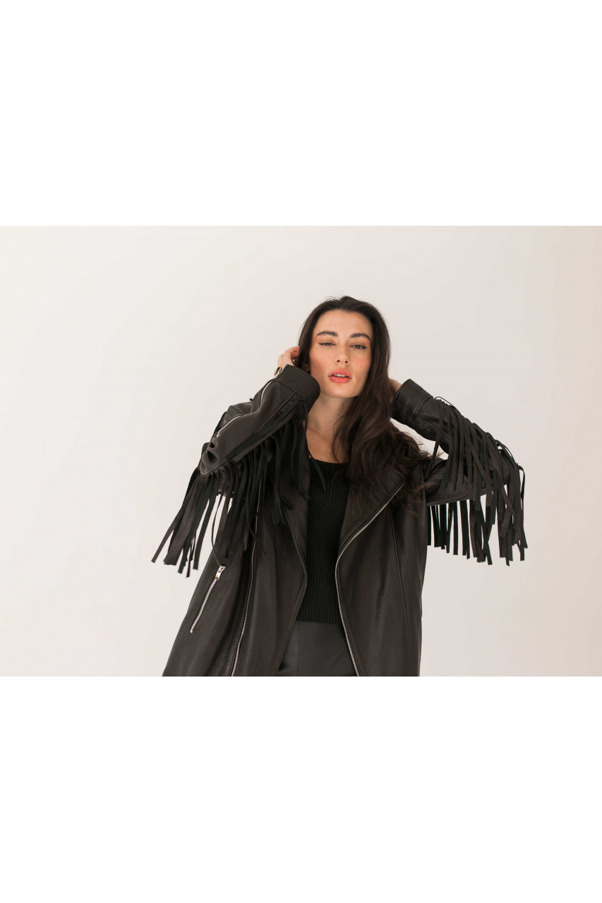 Stylish black leather jacket