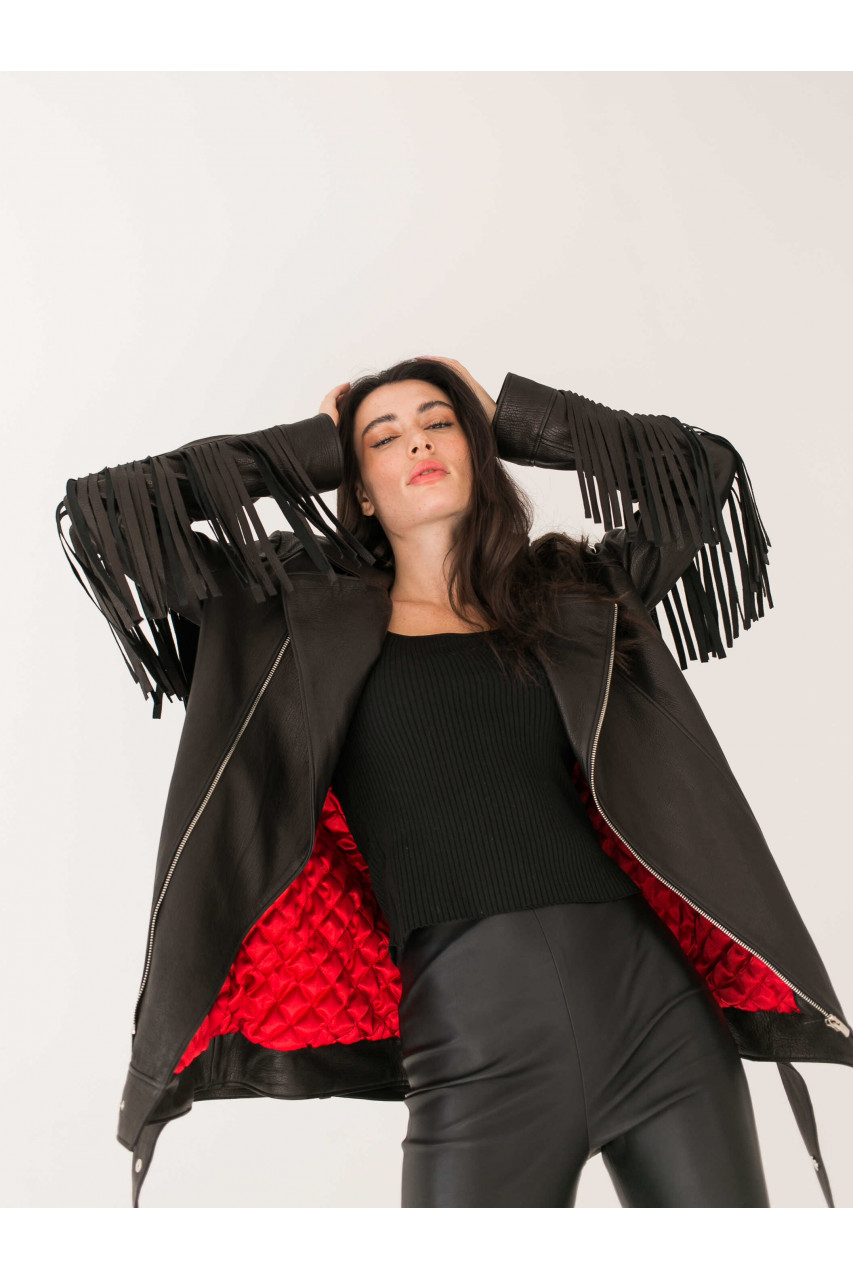 Stylish black leather jacket