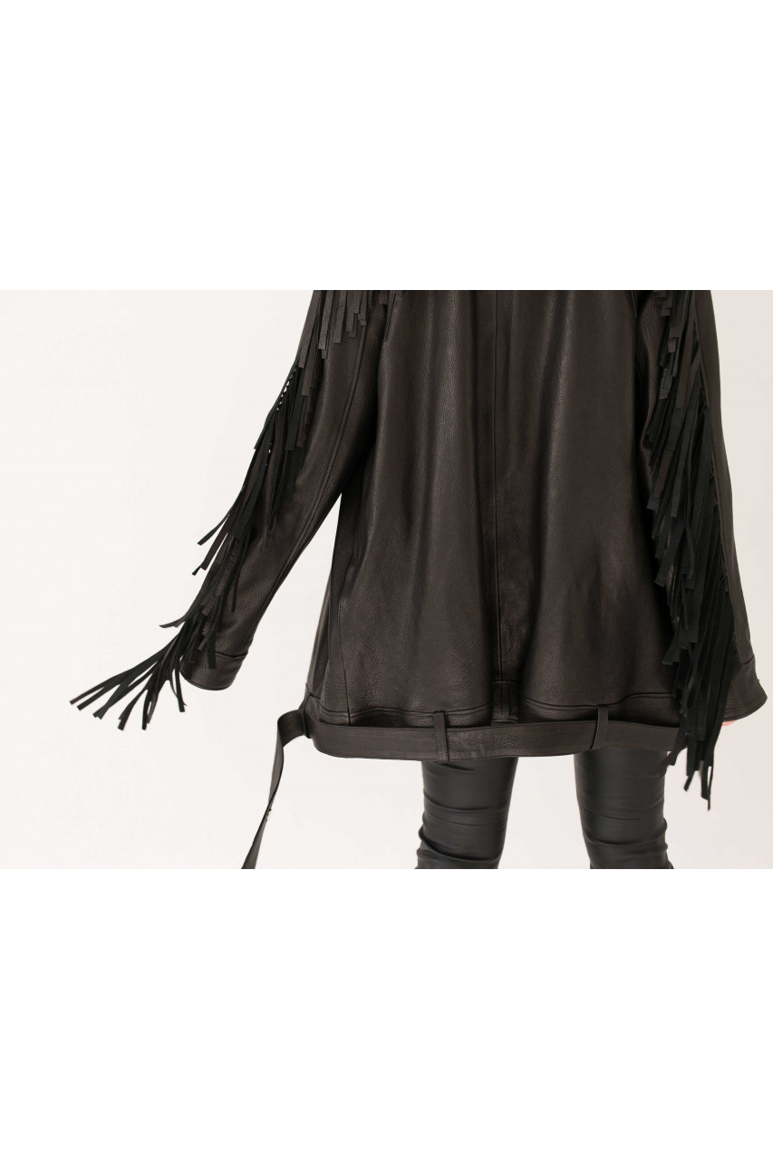 Stylish black leather jacket