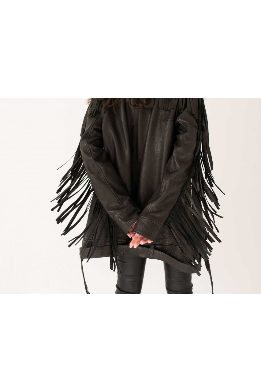 Stylish black leather jacket