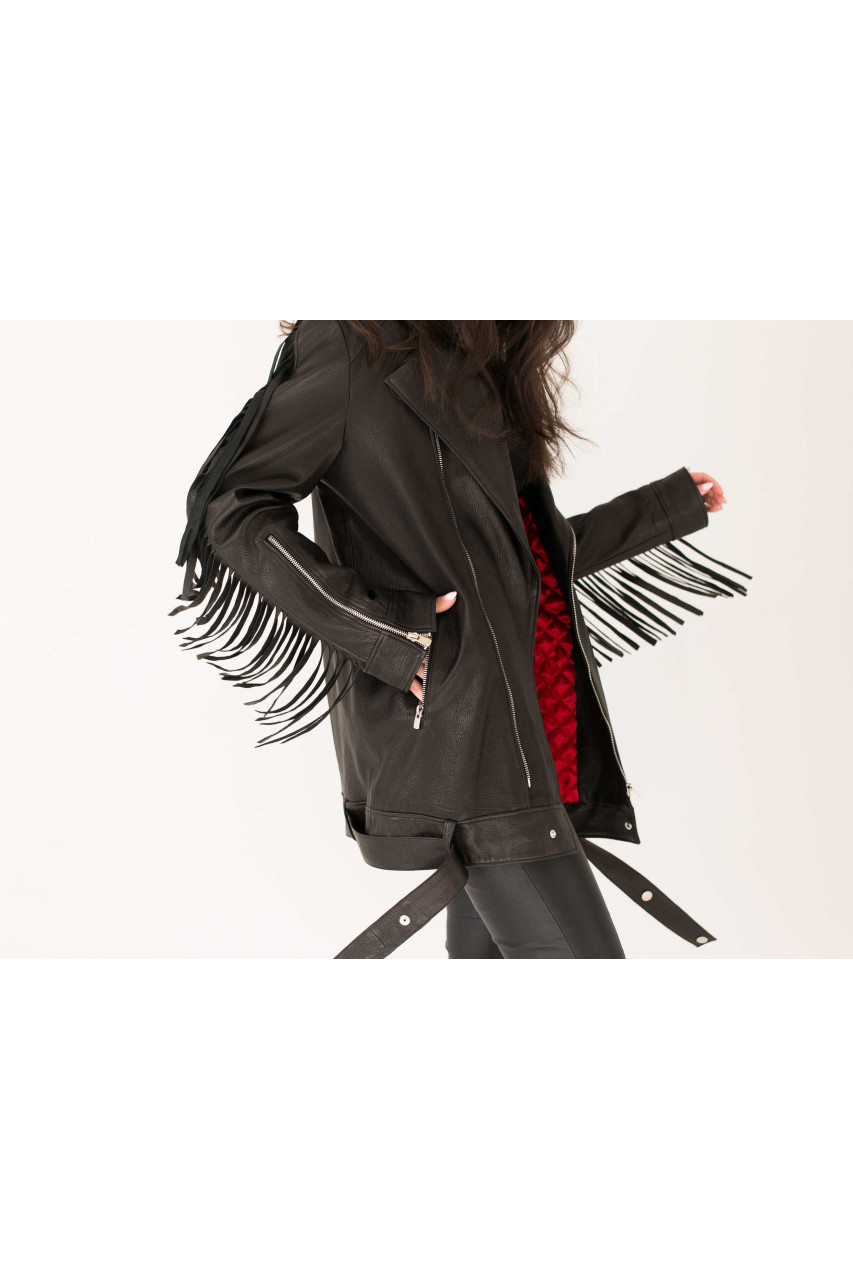 Stylish black leather jacket