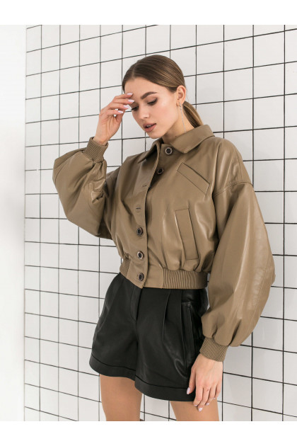Women's beige bomber jacket