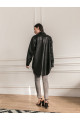 Women's jacket-shirt made of black genuine leather