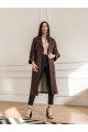Пальто жіноче з натуральної шкіри шоколадного кольору в стилі OVERSIZE