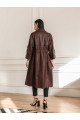 Пальто жіноче з натуральної шкіри шоколадного кольору в стилі OVERSIZE