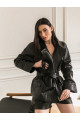 Жіноча куртка із натуральної шкіри чорного кольору в стилі OVERSIZE