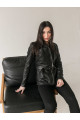 Stylish leather jacket made of black genuine leather