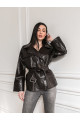 Жіноча куртка із натуральної шкіри чорного кольору в стилі OVERSIZE