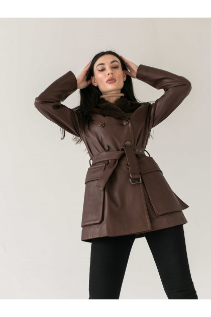 Women's jacket with a mink collar