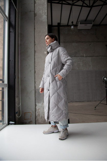 Long gray down jacket