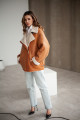 Stylish sheepskin coat in VINTAGE style made of natural whiskey color sheepskin