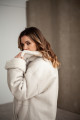 White women's sheepskin coat made of natural sheepskin