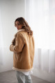 Women's sheepskin coat made of natural straw-colored sheepskin in VINTAGE style
