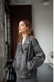 VINTAGE style women's jacket made of natural gray leather