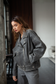 VINTAGE style women's jacket made of natural gray leather
