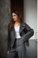 VINTAGE style women's jacket made of natural gray leather