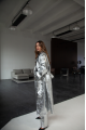 Stylish silver women's trench coat made of genuine leather