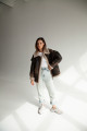 Stylish women's sheepskin coat made of natural sheepskin in VINTAGE style