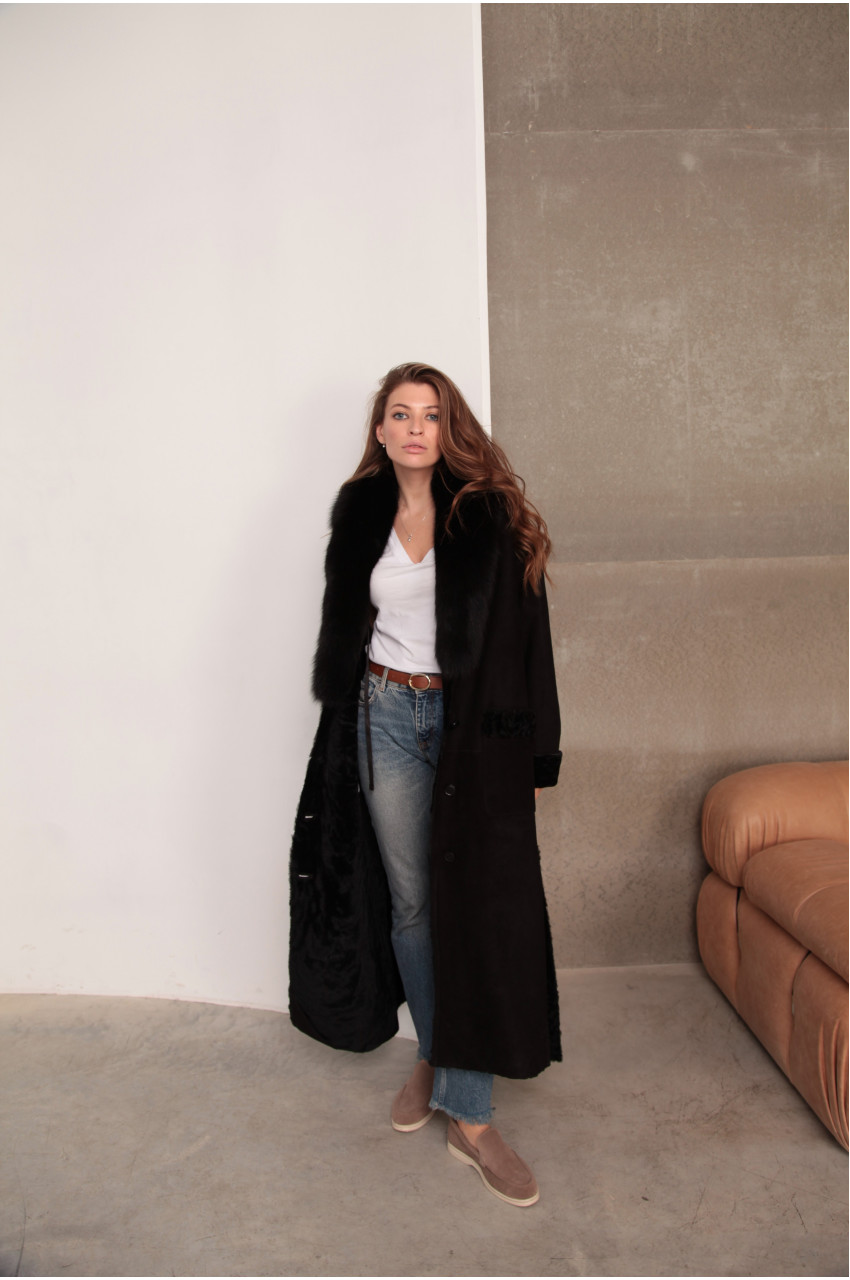 Black women's coat made of ECO fur