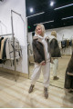 Stylish women's sheepskin coat made of natural sheepskin in VINTAGE style