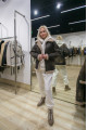 Stylish women's sheepskin coat made of natural sheepskin in VINTAGE style
