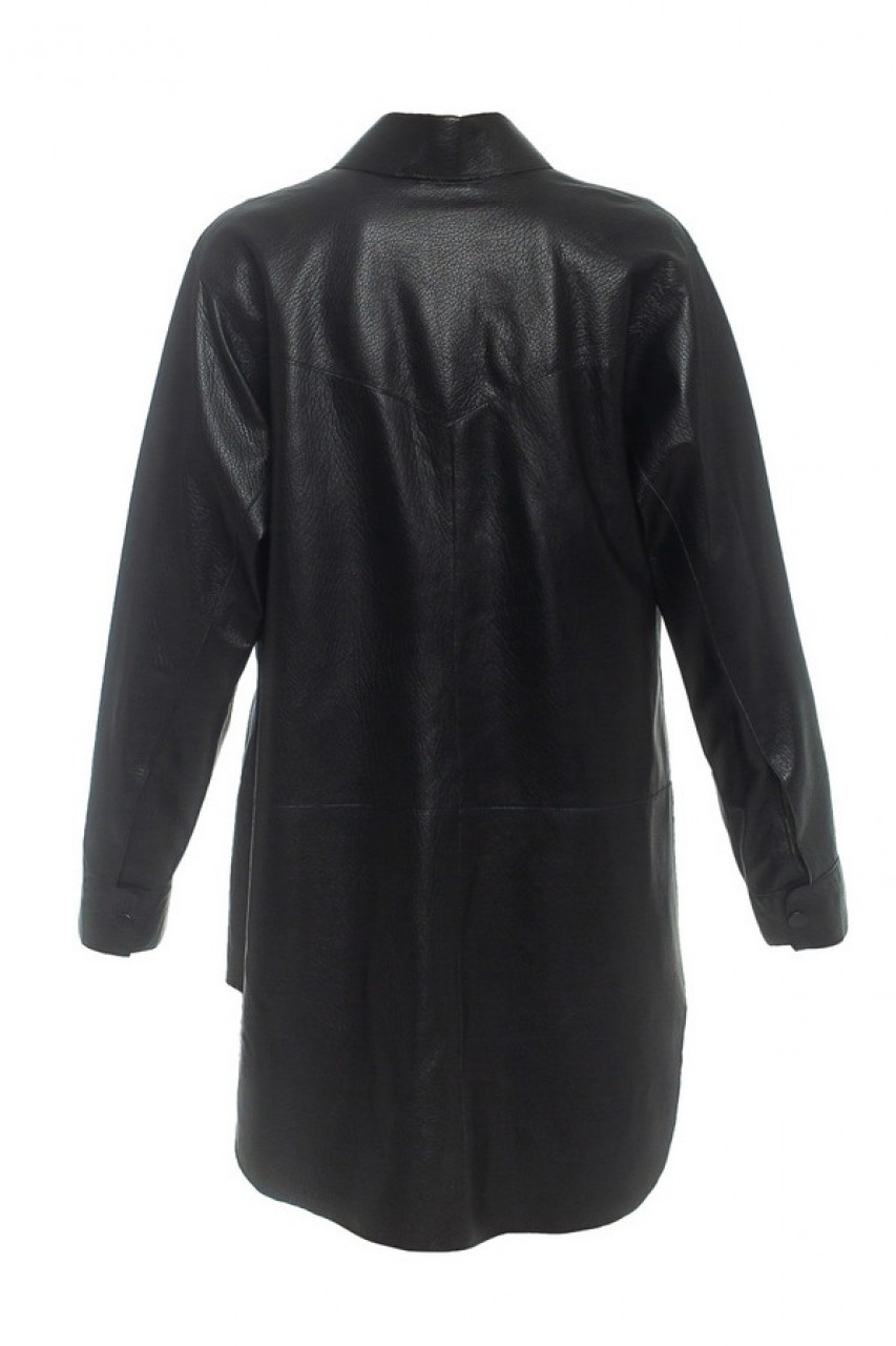 Women's jacket-shirt made of black genuine leather