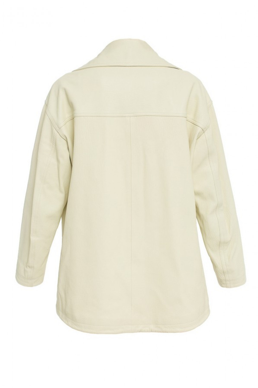 Women's jacket made of genuine milk-colored leather in OVERSIZE style