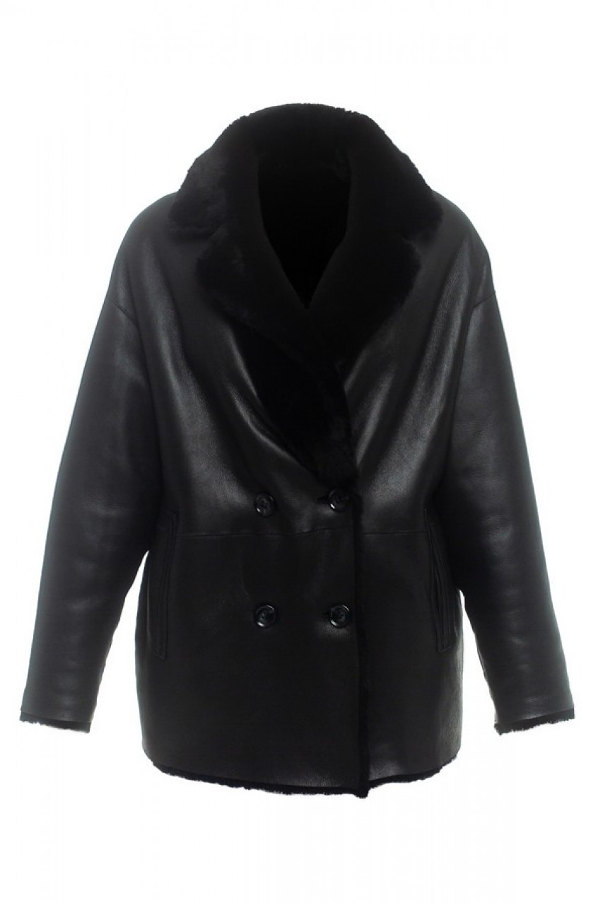Women's double-sided sheepskin-jacket of black color