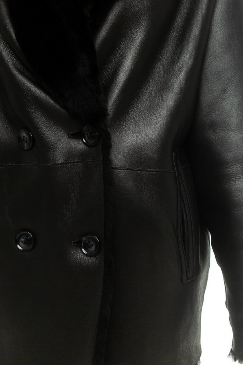 Women's double-sided sheepskin-jacket of black color