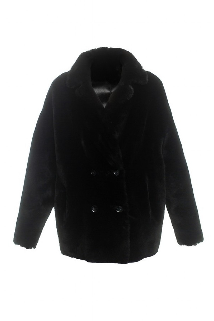 Women's double-sided sheepskin-jacket of black color