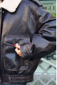 Dark chocolate leather jacket in VINTAGE style with fur collar