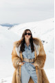 Long light brown fox fur coat with cascading effect