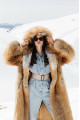 Long light brown fox fur coat with cascading effect