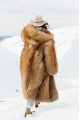 Long light brown fox fur coat with cascading effect