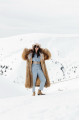 Long light brown fox fur coat with cascading effect
