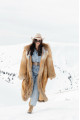 Long light brown fox fur coat with cascading effect